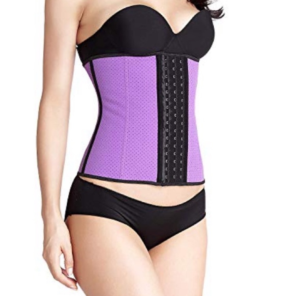 Purple color breathable latex waist trainer